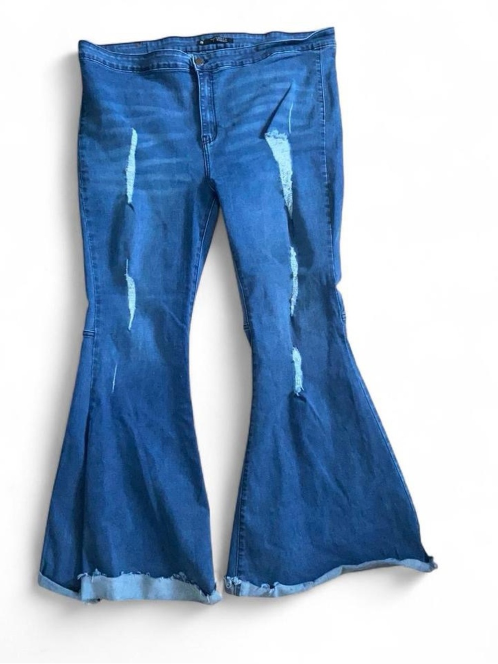Lucky & Blessed Blue Distressed Flare Jeans
